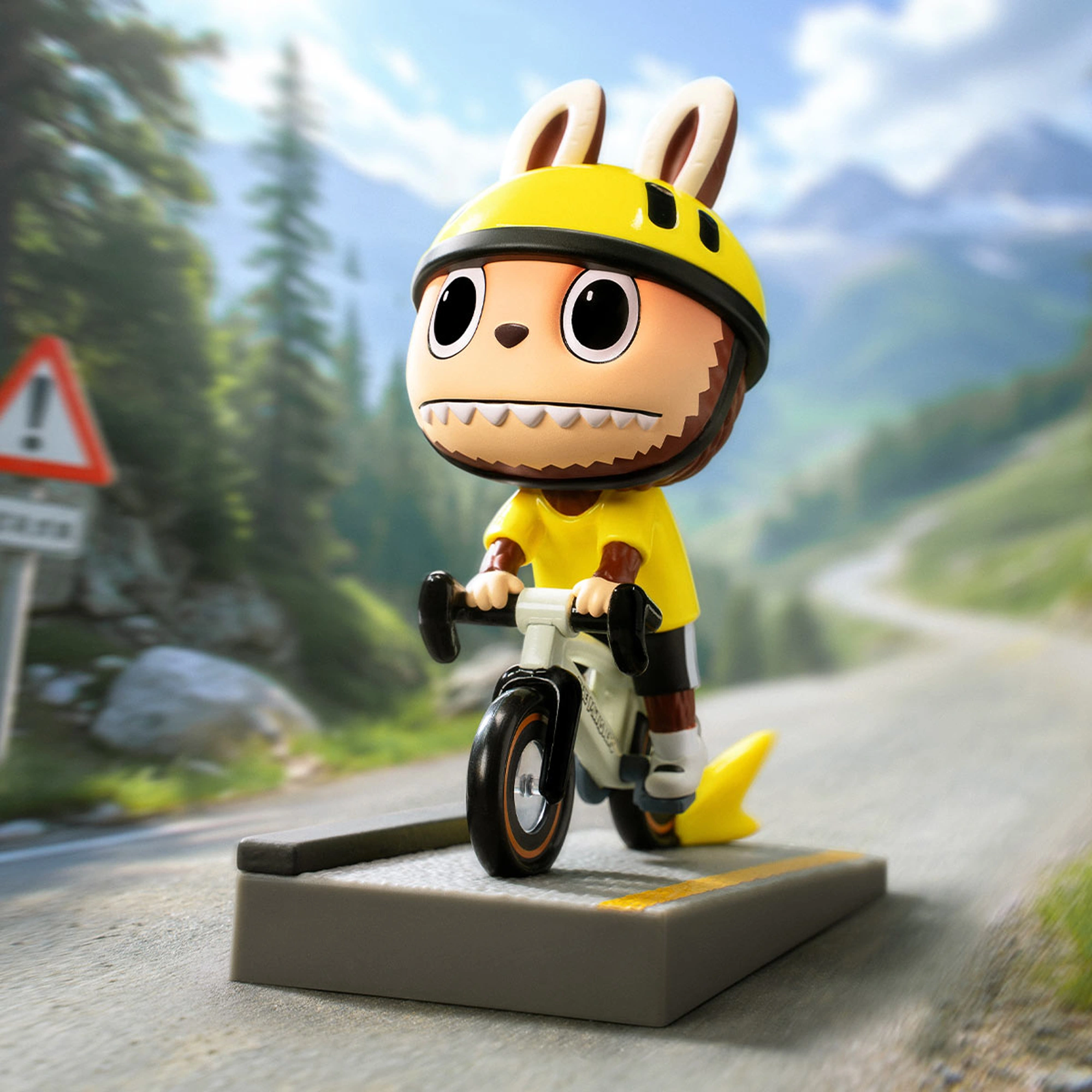 LABUBU Summer Ride Figure — общий план, обложка, жёлтый шлем и байк